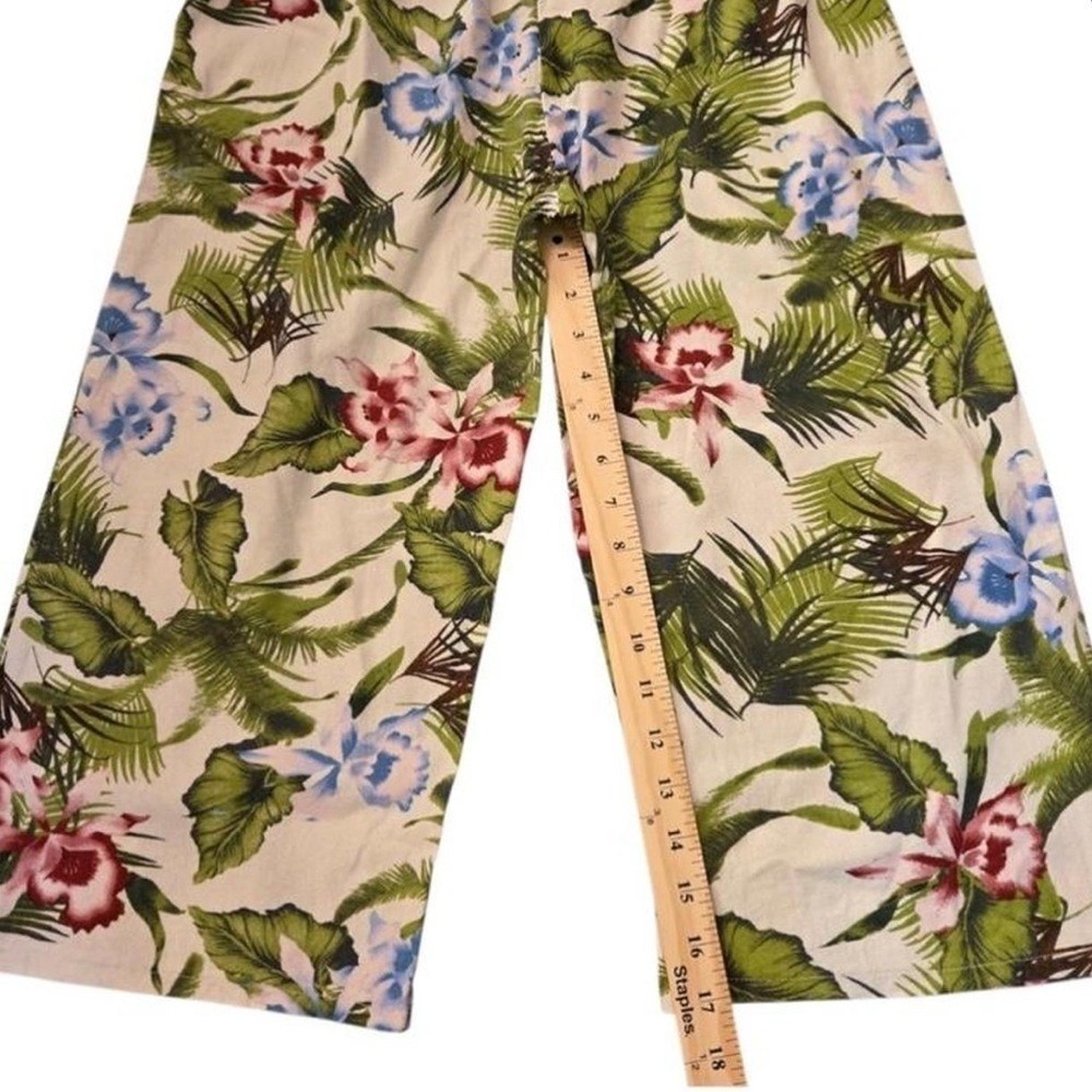 One Clothing Tropical Linen Blend Cropped Wide Leg Jumpsuit M Summer Vacation - Picture 9 of 10